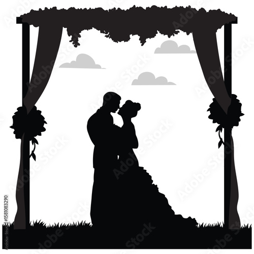 wedding design, wedding invitation, romantic couple, bride, groom, silhouette, wedding, couple, love, romance, marriage,