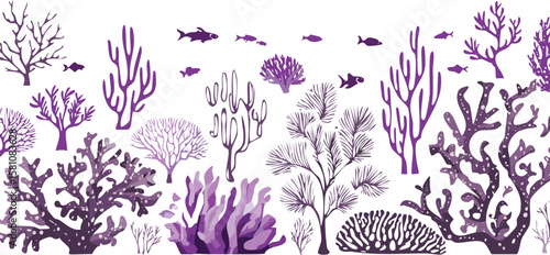 violet coral reef on white transparent background, ocean aquarium waterscape element, cutout png.biology, clip, colours, earth, purple, reef, soft, three-dimensional, transparent, underwater, aquatic,