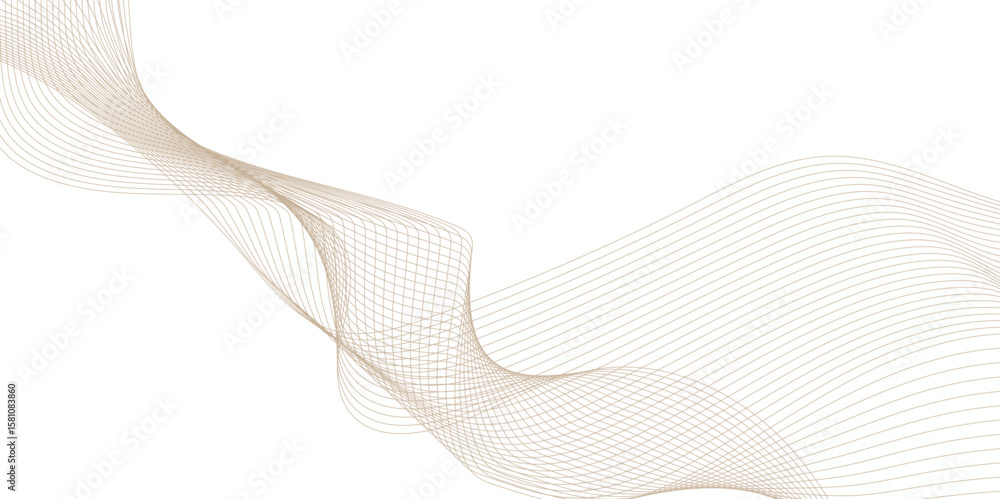 Fototapeta premium Beautiful wave ribbon line on white background, Illuminated paper waves in a warm minimalist composition, modern abstract white wave line digital geometric technology, 