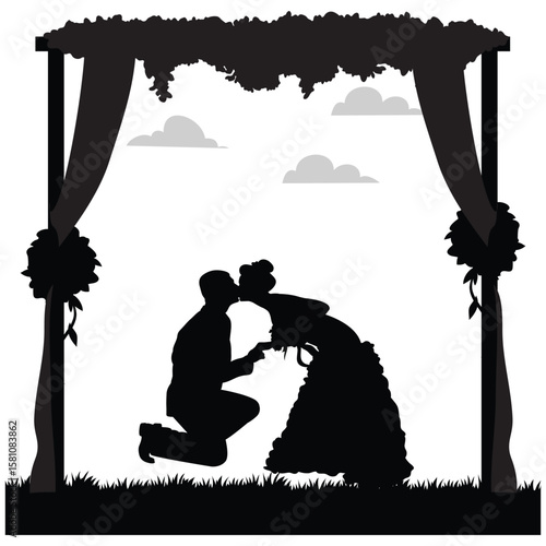 wedding design, wedding invitation, romantic couple, bride, groom, silhouette, wedding, couple, love, romance, marriage,