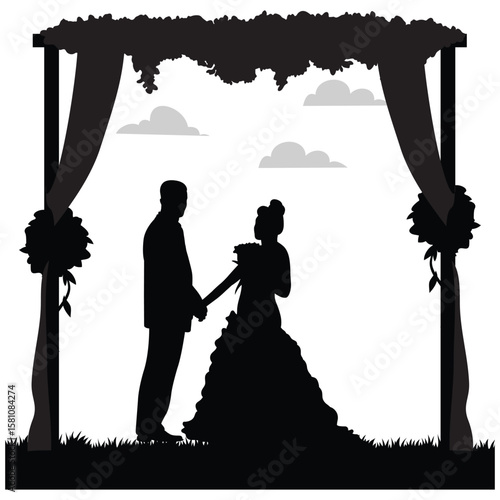 wedding design, wedding invitation, romantic couple, bride, groom, silhouette, wedding, couple, love, romance, marriage,