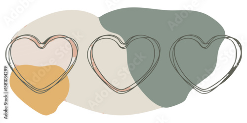 Two shiny cartoon hearts lovingly frame a white tooth and dental tools, symbolizing dental care with a touch of romance