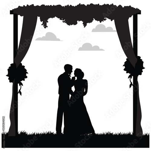 wedding design, wedding invitation, romantic couple, bride, groom, silhouette, wedding, couple, love, romance, marriage,