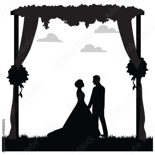 wedding design, wedding invitation, romantic couple, bride, groom, silhouette, wedding, couple, love, romance, marriage,