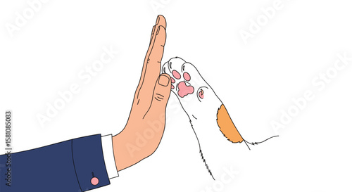 Human and Canine Companionship Celebrated Through High Five Gesture of Friendship and Trust