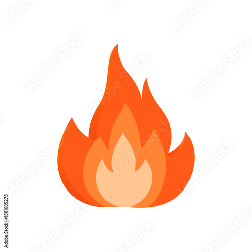 Simple had drawn illustration of fire on transparent background. Caution for flammable materials. Vector illustration. 
