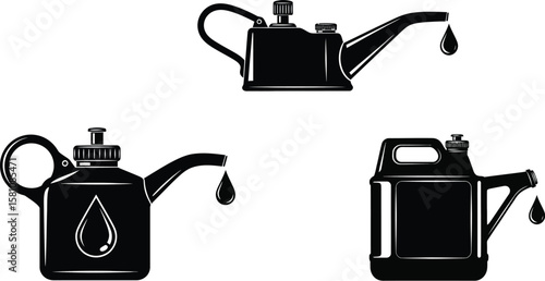 Oilcans showcase in bold black and white vector graphic style