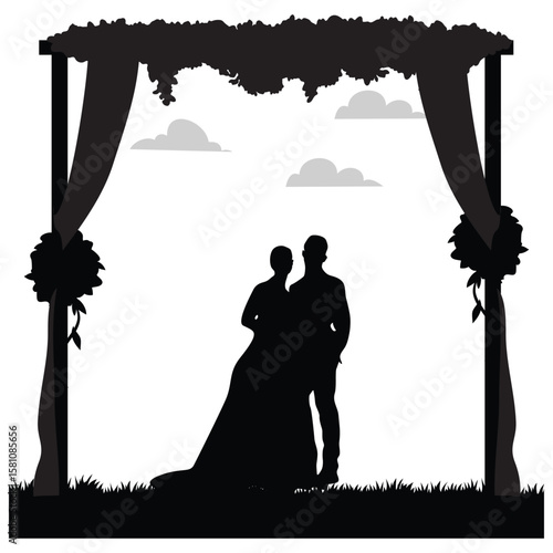 wedding design, wedding invitation, romantic couple, bride, groom, silhouette, wedding, couple, love, romance, marriage,