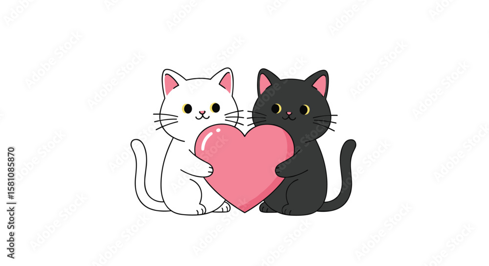 Fototapeta premium Adorable Duo of Feline Friends Sharing a Heart of Affection Together