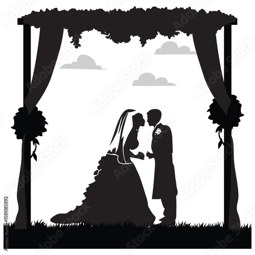 wedding design, wedding invitation, romantic couple, bride, groom, silhouette, wedding, couple, love, romance, marriage,