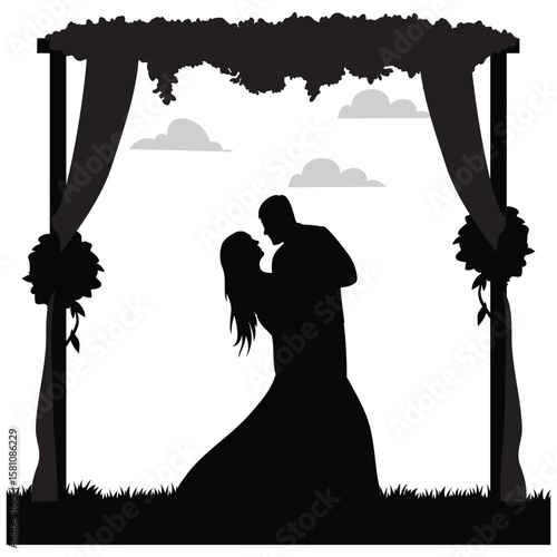 wedding design, wedding invitation, romantic couple, bride, groom, silhouette, wedding, couple, love, romance, marriage,