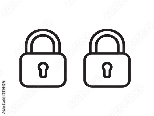 Clean vector icon of security padlock and key