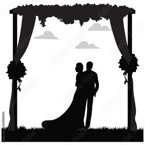 wedding design, wedding invitation, romantic couple, bride, groom, silhouette, wedding, couple, love, romance, marriage,