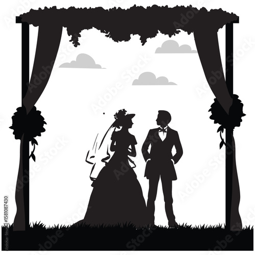 wedding design, wedding invitation, romantic couple, bride, groom, silhouette, wedding, couple, love, romance, marriage,