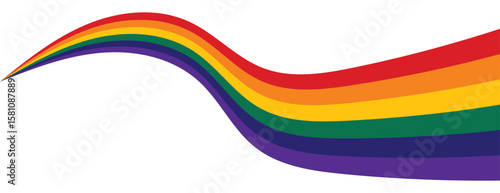 Abstract background of rainbow groovy Wavy Line design in retro 1970s hippie style. Abstract rainbow wave line background design in retro style.