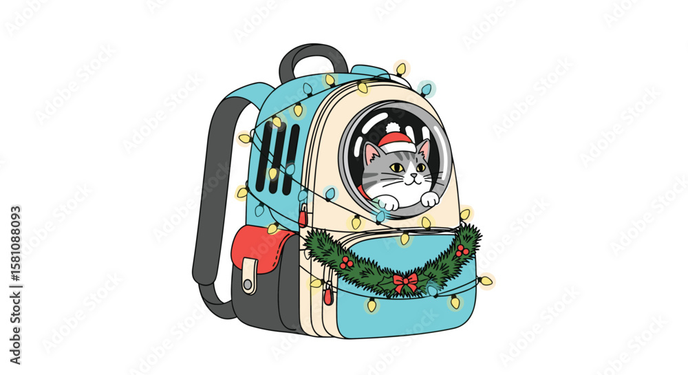 Fototapeta premium Adorable Festive Pet Carrier Backpack for Cozy Travel Adventures This Holiday Season