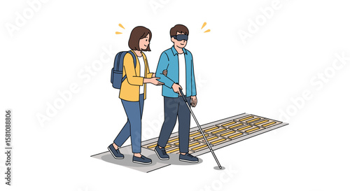 Assisting a visually impaired person navigate a tactile paving pathway for improved urban mobility and accessibility