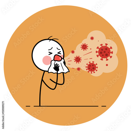 Virus Spreading Cartoon Illness and Pandemic Stock Image