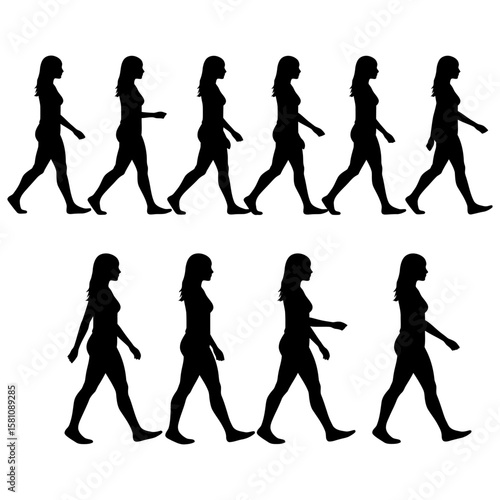 Walking Woman Silhouette - Seamless Pattern