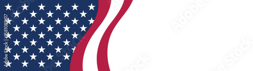 Stars and stripes Ribbon American Flag Background. USA Celebration banner background with Flag of America Decoration for 4th of July Independence Day, Presidents Day, Labor Day. Vector Illustration.