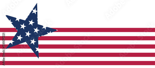 Stars and stripes Ribbon American Flag Background. USA Celebration banner background with Flag of America Decoration for 4th of July Independence Day, Presidents Day, Labor Day. Vector Illustration.