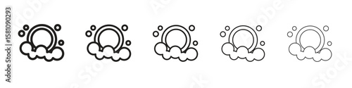 Washing dishes icon in thin to bold stroke versions on white background