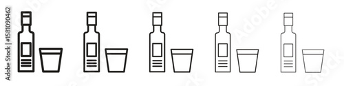 Vodka icon in thin to bold stroke versions on white background