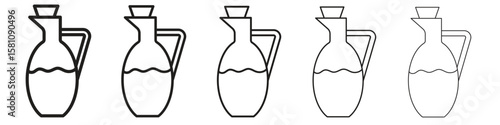Vinegar icon in thin to bold stroke versions on white background