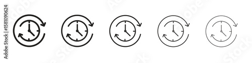 Uptime and downtime icon in thin to bold stroke versions on white background
