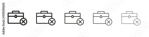 Unemployment icon in thin to bold stroke versions on white background