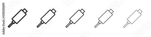 USB type c icon in thin to bold stroke versions on white background