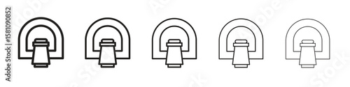 Tomography icon in thin to bold stroke versions on white background