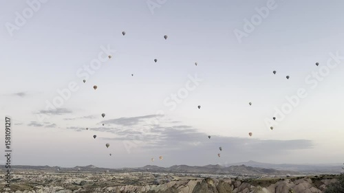 Balloons sky landscape. Hot air balloons. High quality 4k footage