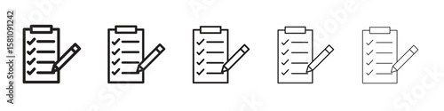 Survey icon in thin to bold stroke versions on white background