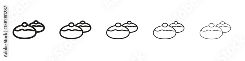 Sufganiyah icon in thin to bold stroke versions on white background