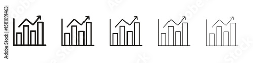 Stagflation icon in thin to bold stroke versions on white background