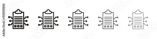Smart contract icon in thin to bold stroke versions on white background