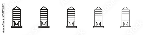 Silo icon in thin to bold stroke versions on white background