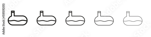 Sewerage tank icon in thin to bold stroke versions on white background