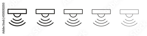 Sensor icon in thin to bold stroke versions on white background