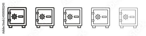 Safe icon in thin to bold stroke versions on white background