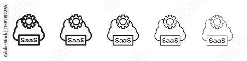 SaaS icon in thin to bold stroke versions on white background