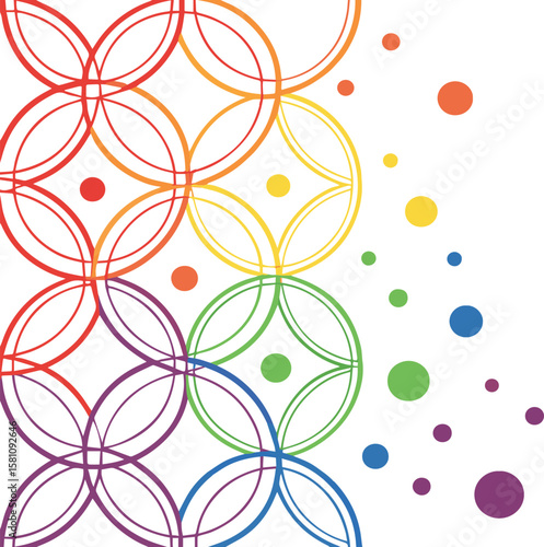 Geometric Rainbow: A vibrant geometric design bursts with color, featuring interconnected shapes in a spectrum of hues, offering a modern aesthetic.
