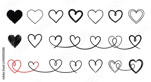 Collection of Hand Drawn Heart Illustrations for Design Projects