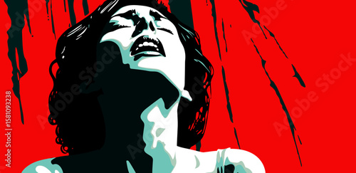 Loneliness and depression. Art representation of a womans emotional distress