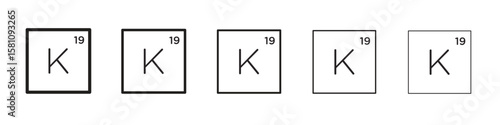 Potassium icon in thin to bold stroke versions on white background
