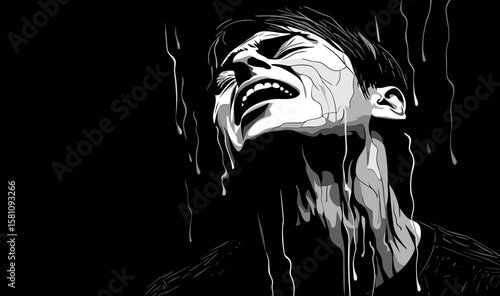 Loneliness and depression. Art representation of a womans emotional distress