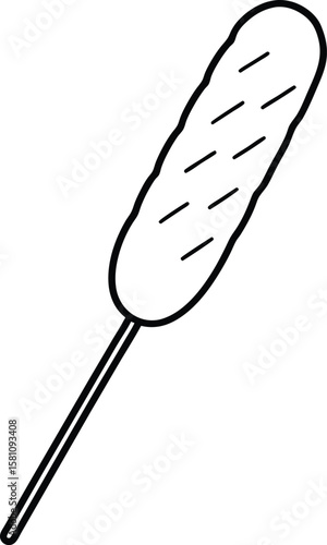 Corn Dog on Stick Line Drawing on White Background