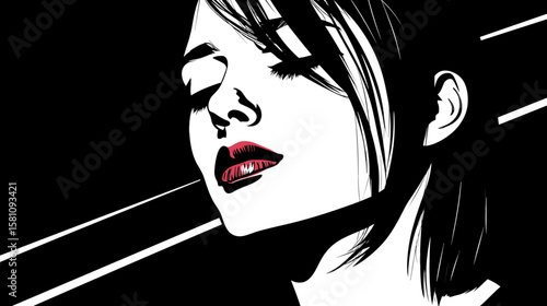 Loneliness and depression. Art representation of a womans emotional distress