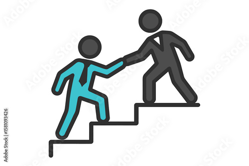 Business Friend Helping Each Other Icon Symbol Sign Pictogram’ can be reworded as ‘Iconic Symbol for Business Friends Helping One Another